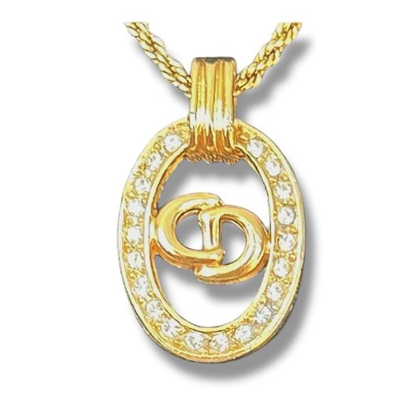 CHRISTIAN DIOR AUTH VINTAGE Gold Signature Necklace - Picture 1 of 12